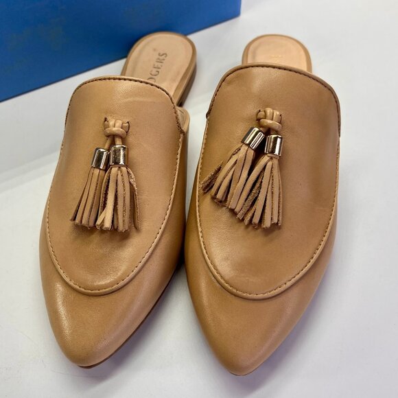 Jack Rogers Penwood Tassel Mule Size 6.5M Sand Leather Backless Slip On Shoes - Picture 2 of 16
